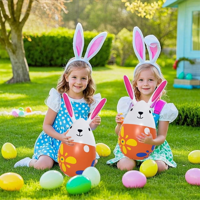 Aufmer 2 Pcs Easter Inflatable Egg Decor, Colorful Courtyard Decoration for Holiday Festivities, Perfect Easter Toy and Party Supply