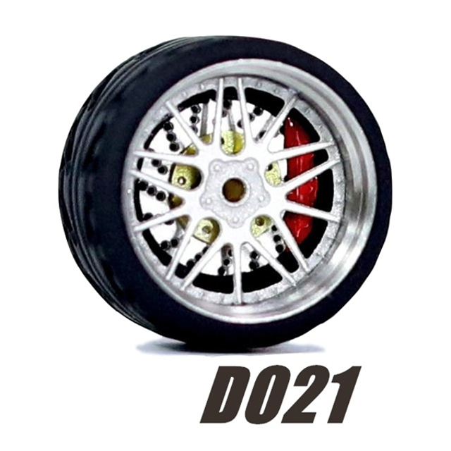 Carlomo Roues 1/64 pour Modèle de Voiture D-Class 2 Ensemble de Détail en Alliage Pièces de Réparation avec Pneus en Caoutchouc Disques de Frein Adultes Passe-Temps D021
