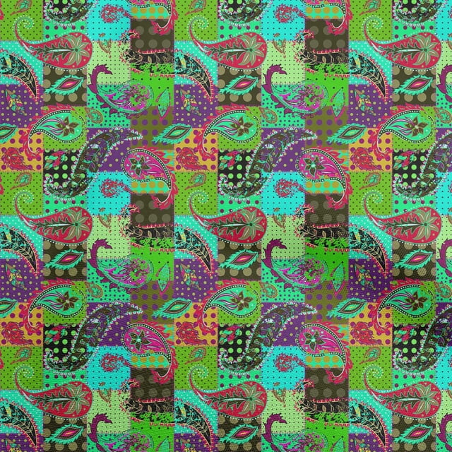 oneOone Cotton Poplin Light Green Fabric Paisley Patchwork Craft Projects Decor Fabric Printed By The Yard 42 Inch Wide