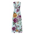 thumbnail image 4 of SMihono Robe Maxi Bohème d'Été pour Femmes Grande Taille Mode Décontractée d'Été Sans Manches à Col en V Robe Imprimée à Fermeture Éclair Robe pour Femmes Longues Robes Robe de Plage Évasée, 4 of 5