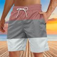 thumbnail image 3 of Plebaso Men's Beach Shorts Color Block Drawstring Casual Shorts Trendy Summer Vacation Shorts for Men, 3 of 4