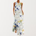 thumbnail image 1 of Robes Midi pour Femmes Mode Col en V Sans Manches avec Poche Robes Imprimées Robe d'Été Aguichant en Liquidation, 1 of 5