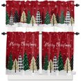 thumbnail image 1 of Ensemble de Rideaux et Cantonnières de Cuisine Joyeux Noël Rouges, Traitements de Fenêtre Sapin de Noël Verts Cantonnières Demi/courtes pour Petites Fenêtres Café /salon/ Chambre 54x36 Po Blanc Forêt Enneigée Hiver, 1 of 5