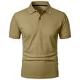 thumbnail image 5 of HVOBTTY Mens Summer Soft Versatile Pullover Casual Fashion Solid Color Collared Short Sleeve Loose Breathable Daily Base Layer Tops Khaki, XL, 5 of 5
