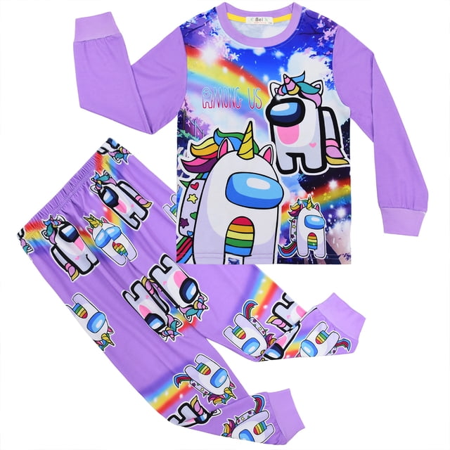 eKids Filles Among Us Pyjama à Manches Longues Enfants Jeu Rôle Imprimé Ensemble de PJs Enfants Tenue de Nuit Ensembles 2 Pcs