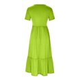 thumbnail image 4 of Penkiiy Robes Maxi pour Femmes 2024 Décontractées d'Été à Manches Courtes, Robe d'Été Ample Plissée à Étages Fluide de Plage avec Poches P Vert, 4 of 5
