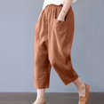 thumbnail image 4 of Pantalons Larges en Coton et en Lin pour Femmes à la Mode d'Été Pantalons Solides, 4 of 8