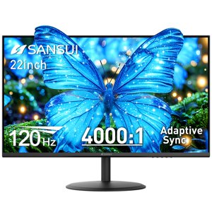 SANSUI 22 1 cm 120Hz Surveiller, FHD Moniteur informatique 4000:1 Rapport de contraste avec Adaptive Sync, HDR 100% sRGB, HDMI x 2, VESA Mont, soins oculaires pour la maison/O