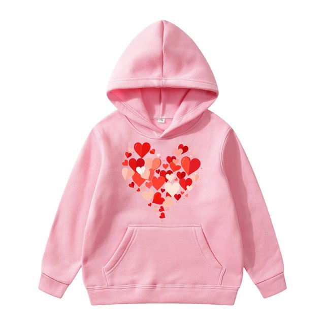 HNMKIU Sweat à Capuche pour Filles Saint-Valentin pour Enfants