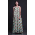 thumbnail image 2 of Bimba Robe de Nuit Bleu Pâle à Feuilles Florales et Roses pour Femmes, Nuisette Imprimée à Bretelles Spaghetti, Robe Maxi, Vêtement de Nuit, Petit, 2 of 5