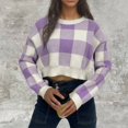thumbnail image 2 of cfhntfmh Cropped Sweaters for Women 2024 Fall Trendy Oversized Sweaters Long Sleeve Round Neck Pullover Tops, 2 of 3