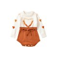 thumbnail image 1 of Faithtur Baby Girls Autumn Winter Sweater Romper Long Sleeve Contrast Color Heart Knit Romper, 1 of 9