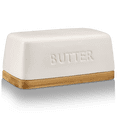thumbnail image 2 of Bouclair White Ceramic & Wood Butter Dish, 2 of 10