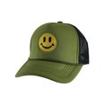 thumbnail image 1 of Gravity Threads Smile Face Embroidery Adjustable Trucker Hat - Smile - Olive/Black, 1 of 2