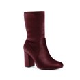 thumbnail image 1 of Unique Bargains Bottes Mi-Mollet Pliables à Talons Blocs à Bout Rond pour Femmes Bourgogne (Taille 7), 1 of 8