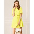 thumbnail image 2 of INSPIRE CHIC Robe-Chemise Décontractée pour Femme à Manches Courtes, Couleur Unie, Boutonnée, 2 of 4