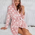 thumbnail image 4 of Premium Womens Fleece Robe Hooded design Soft Plush Warm Fuzzy Bathrobe Pink S/ML, 4 of 6