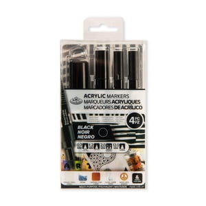 Royal & Langnickel 4pc Set de marqueur de peinture acrylique noir