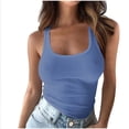 thumbnail image 1 of hotojiny Going out Tops for Women Sleeveless Ribbed Knit Slim Scoop Neck Tank Shirt Solid Color Basic Layering Shirts, 1 of 6