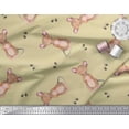thumbnail image 2 of Soimoi Beige Poly Georgette Fabric Footprints & Mouse Kids Printed Fabric 1 Yard 52 Inch Wide, 2 of 5