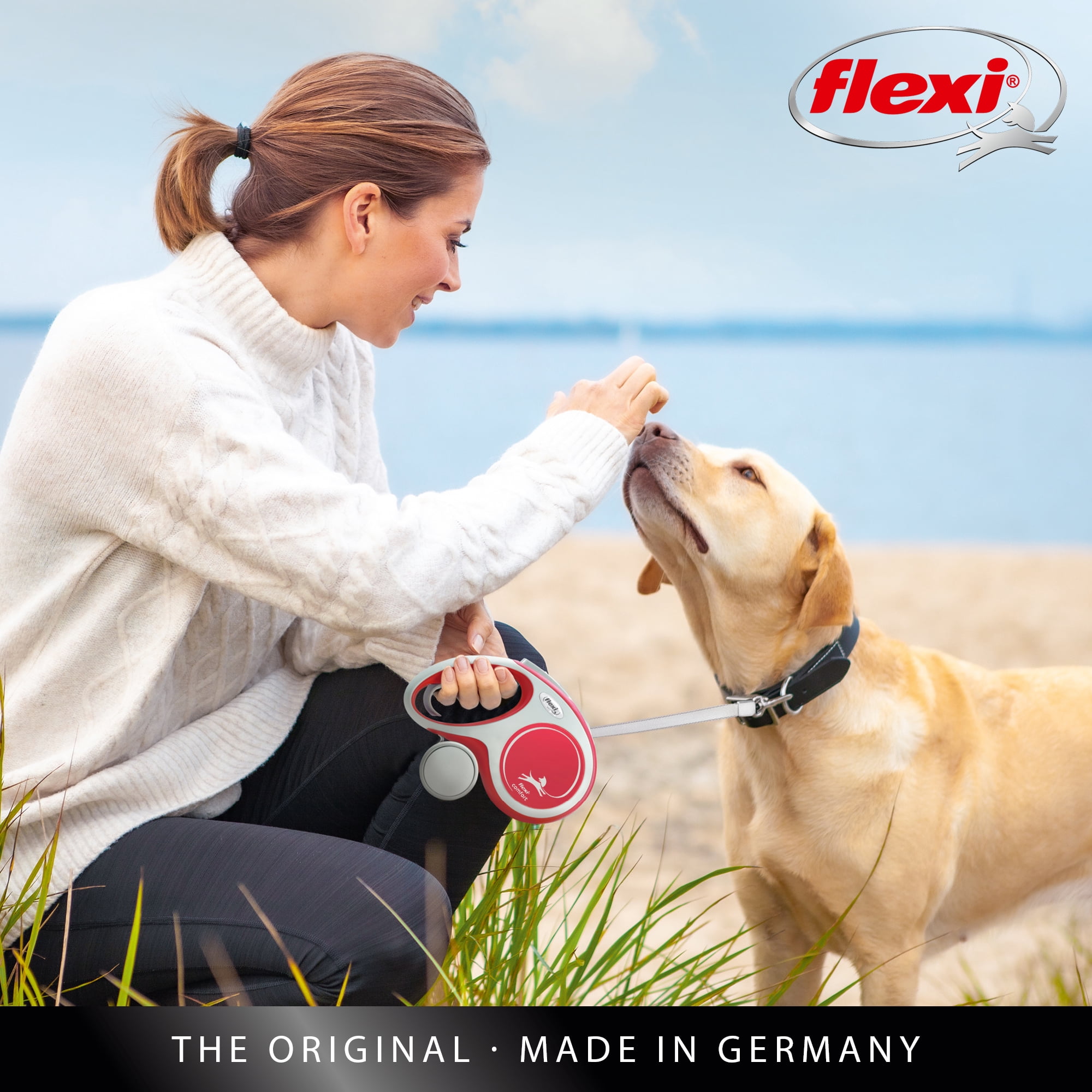 Flexi New Comfort Laisse à Ruban Rétractable pour Grand Chien, Noir, 8m/26 Pieds