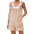 thumbnail image 1 of TopLLC Women's Summer Casual Rompers Sleeveless Loose Spaghetti Strap Short Jumpsuits Overalls Solid Button Bodysuit Playsuit With Pockets, 1 of 5