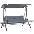 thumbnail image 1 of Outsunny 3 Seat Outdoor Swing Chair Steel Swing Bench, Dark Grey, 1 of 10