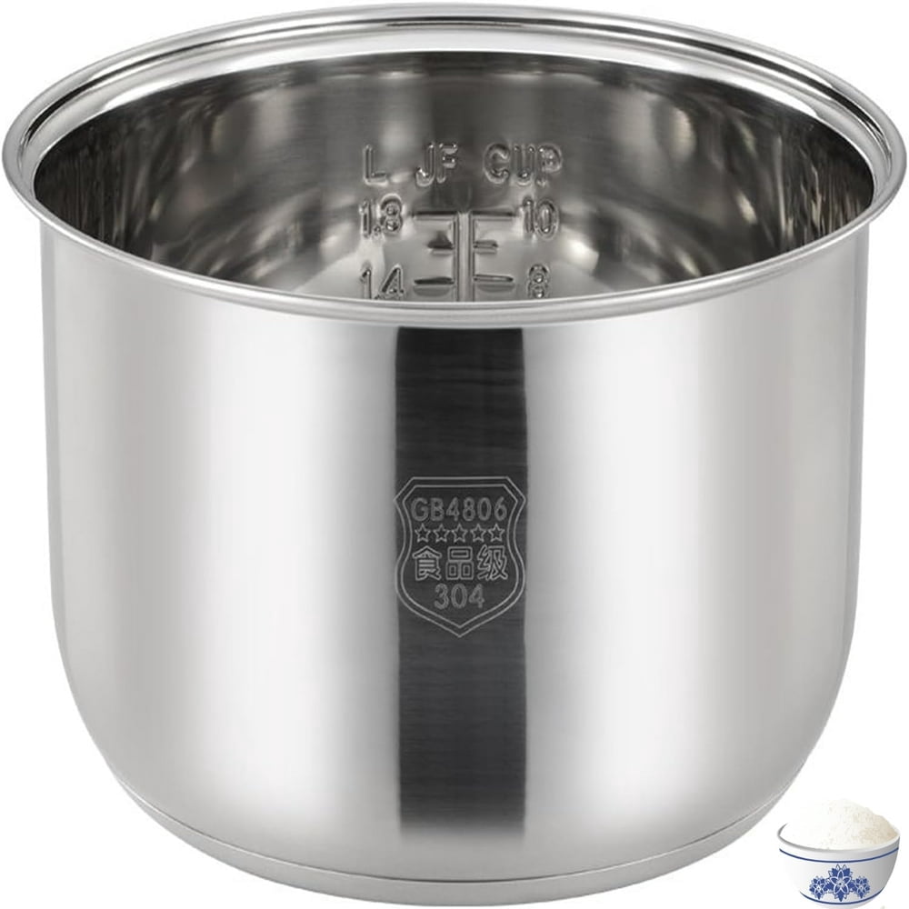 Estbridge 304 Stainless Steel rice cooker inner pot Replacement for Zojirushi Tiger Multi-Cooker Replacement Inner Bowl(2L)