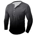 thumbnail image 1 of Men's Printing Button Casual Long Sleeve Round-Neck Blouses Shirts RXIRUCGD Gris Foncé, Taille: L, 1 of 4