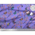 thumbnail image 2 of Soimoi Purple Poly Georgette Fabric Flower & Butterfly Fabric Prints by Yard 42 Inch Wide, 2 of 5