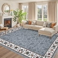 thumbnail image 1 of Garvee 10x13 Modern Bordered Area Rugs Floral Print Rug, Ultra-Soft Low Pile Non Slip Carpet Washable Stain Resistant Rug for Living Room Bedroom Home Office, Grey, 1 of 8