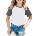 thumbnail image 3 of AJIWYH Chemises d'Uniforme pour Garçons, Enfants Garçons Filles T-Shirt Décontracté à Manches Courtes à Blocs de Couleur Surdimensionné à Col Rond Hauts (Gris Foncé, 11-12 Ans), 3 of 3