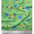 thumbnail image 1 of Soimoi Green polyester Crepe Fabric Circle,Leaves & Floral Hand Drawn Print Sewing Fabric Yard 42 Inch Wide, 1 of 3