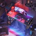 thumbnail image 2 of Bestier 44 inch Reversible Computer Desk with LED Lights Gaming Desk with 4 Tier Shelves Black, 2 of 8