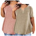 thumbnail image 1 of Timegard Haut 2 Pcs Grande Taille pour Femmes Été Manches Courtes Col en V Blouse Confortable Décontractée Mi-Longue, 1 of 3