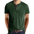 thumbnail image 1 of Innerwin Blouse Col Rond pour Hommes Hauts d'Été Col Henley Coupe Régulière T-Shirts Vert TG, 1 of 3