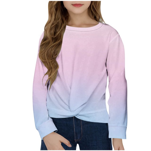 Plebaso Chandail à Manches Longues pour Filles avec Torsade à l'Avant, Imprimé pour Garçons, Col Ras du Cou, Décontracté, Léger, Chandail à Enfiler, Hauts pour Enfants
