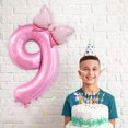 thumbnail image 4 of 40 Inch Happy Party Balloon Set Number Bowknot Shape Balloon Aluminum Film Balloon with Inflatable Straw, 4 of 7