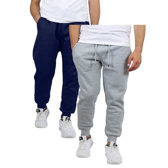 Men's 2 Pack Fleece Jogger Sweatpants,navy/heathergrey,XL
