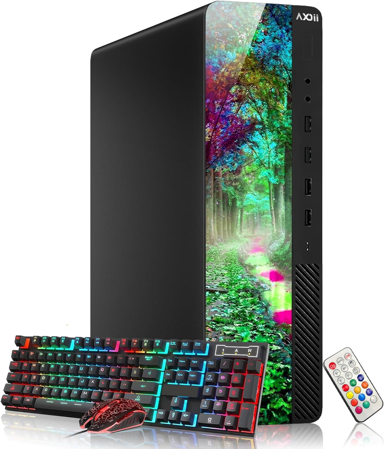 AXOII Desktop PC – Intel Core i7 Processor upto 4.0 GHz 16GB DDR4 RAM 512GB SSD WiFi Bluetooth Windows 11 Pro RGB Gaming Keyboard Mouse Refurbished