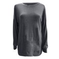 thumbnail image 4 of Pompotops Casual Femmes Couleur Unie Col Rond Poche en Vrac Sweat à Manches Longues, 4 of 5