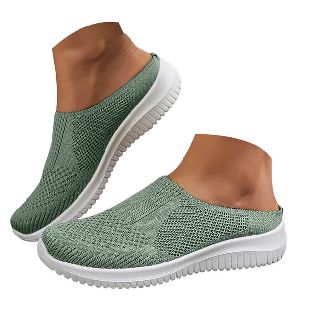 Mepaouo Womens Backless Sneakers Casual Slip on Mule Shoes Arch Support Walking Mesh Slide Sandals