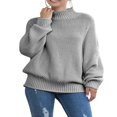 thumbnail image 1 of Fall Winter Womens Turtleneck Oversized Sweaters Long Sleeve Pullover Loose Chunky Knit Jumper, 1 of 7