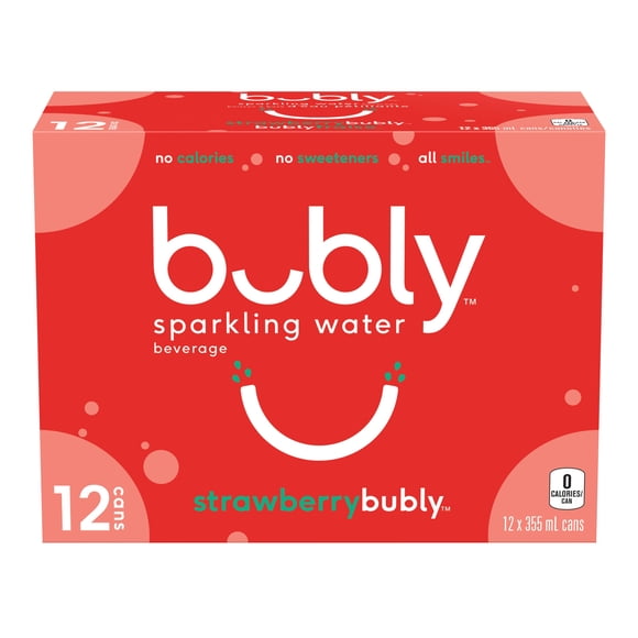 Bubly™ Eau Pétillante Saveur Fraise 12 x355 mL, Canettes