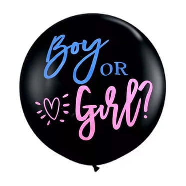 EGNMCR Ballons d'Eau, Kit de Ballons pour Révélation de Sexe, Ballons Noirs de 36 Po avec Pompons et Confettis en Papier en Forme de Cœur pour Fête de Révélation de Sexe de Bébé, Festival, Ballon