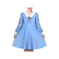 thumbnail image 1 of Robe Fille Bleue Motif Règle Col Uniforme Scolaire Vintage Décontracté Quotidien 7 Ans, 1 of 8