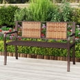 thumbnail image 4 of Costway 51" Patio Metal Bench for 2-3 with Rattan Backrest & Curved Armrests for Backyard, 4 of 10
