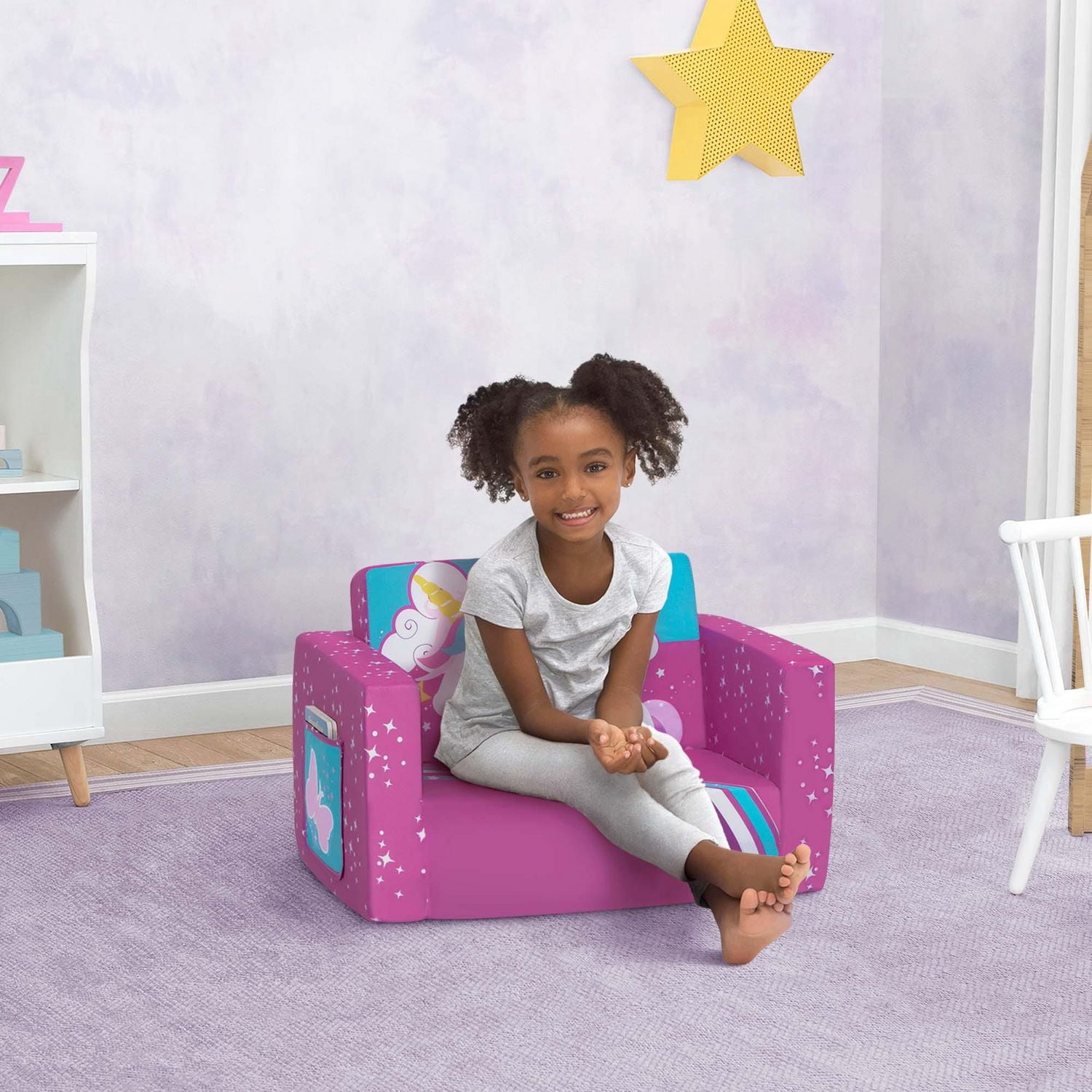 Delta Children Cozee Chaise rabattable - Chaise convertible 2 en 1 en chaise longue pour tout-petits et enfants