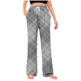 thumbnail image 3 of RKSTN Womens Pajama Pants Plaid Print Trendy Plus Size Color Block Elastic Drawstring Waist Pocketed Comfy Causal Sleep Lounge Pants Unisex, 3 of 6