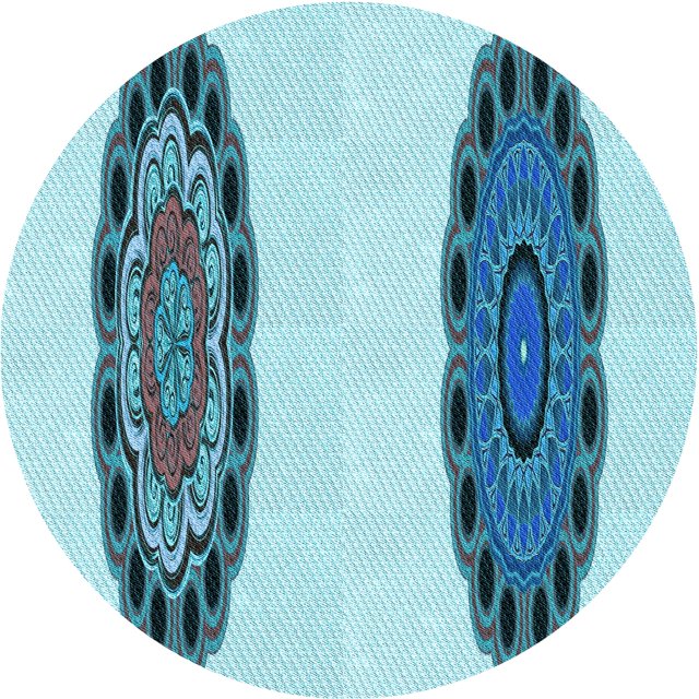 Ahgly Company Machine Washable Indoor Round Transitional Glacial Blue Ice Blue Area Rugs, 3' Round